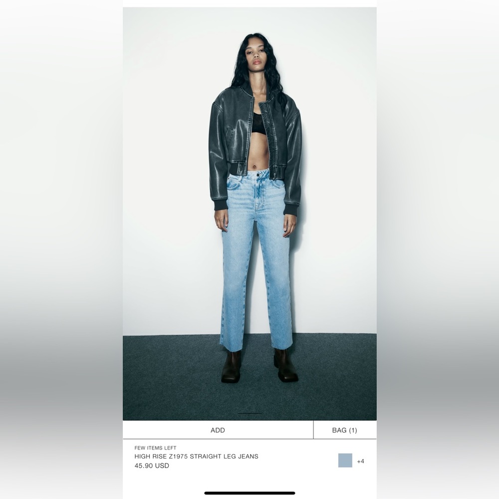 Zara High Rise Straight Leg Jean
